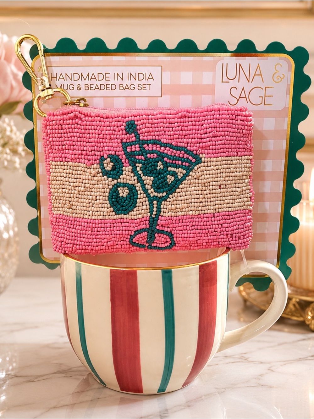 Luna And Sage Beaded Cocktail Pouch And Mug Set